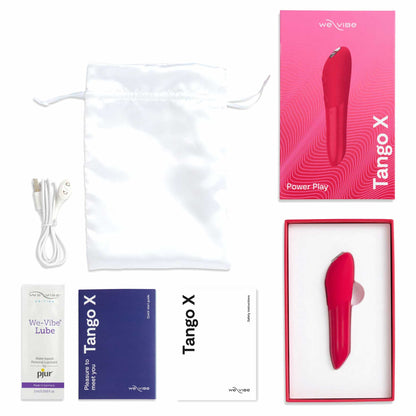 everything included with the we-vibe tango x intense bullet vibrator wvsnttsg3 cherry red