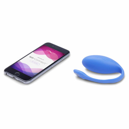 a smartphone laying next to the we-vibe jive wearable remote control g-spot vibrator we vibe wvsnjvsg5 blue