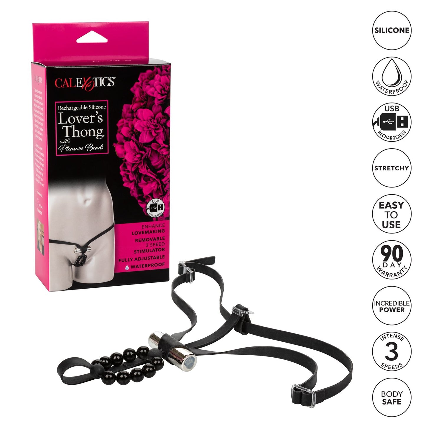 Rechargeable Silicone Lover's Thong with Pleasure Beads