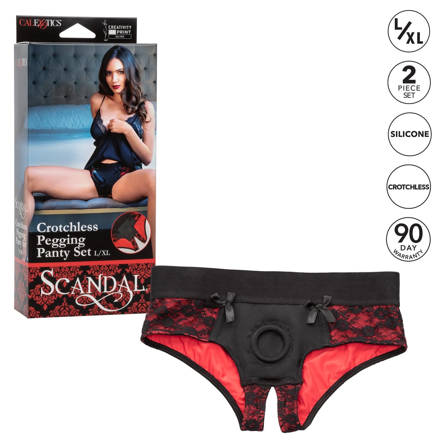 Scandal® Crotchless Pegging Panty Set - L/XL