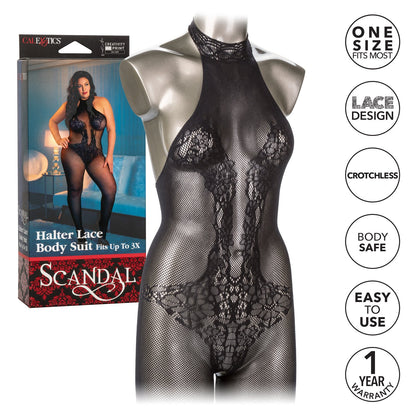 Scandal Plus Size Halter Lace Body Suit