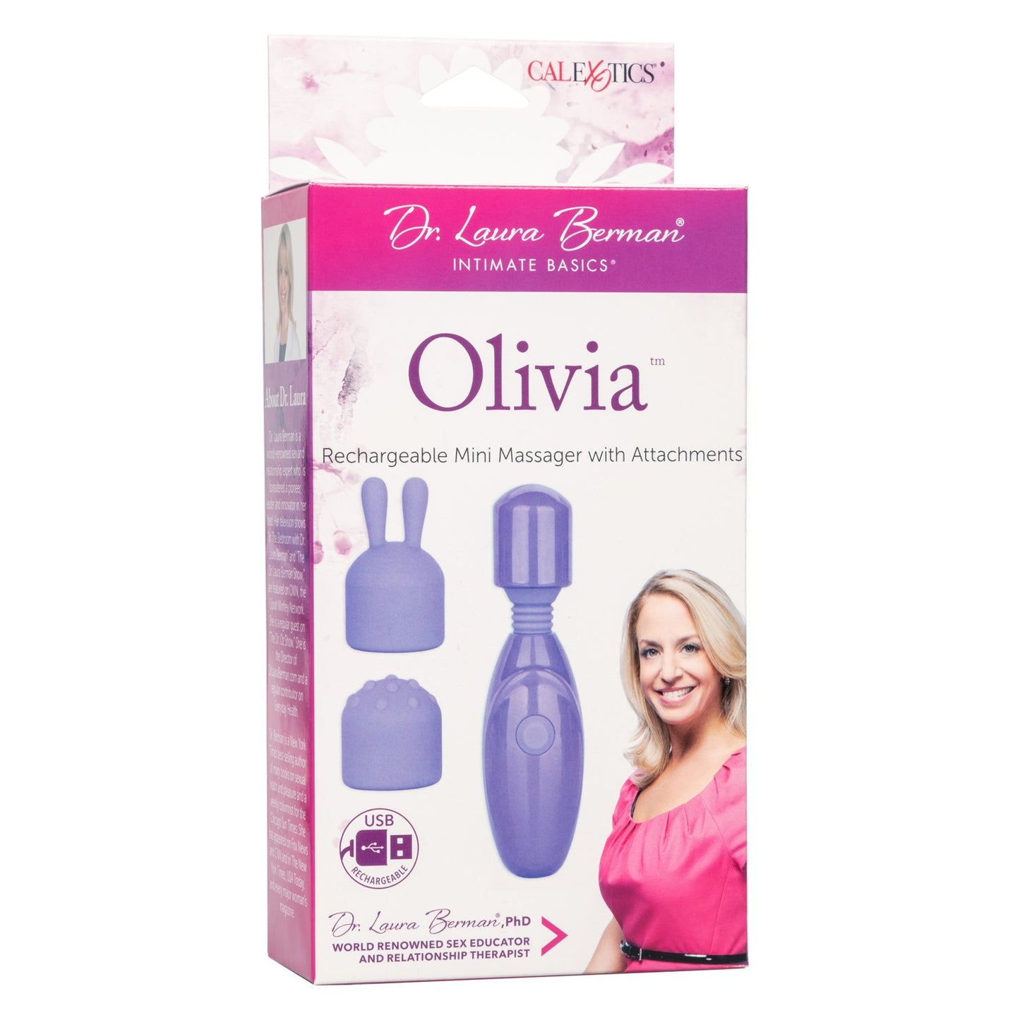 Dr. Laura Berman Olivia Rechargeable Mini Massager with Attachments